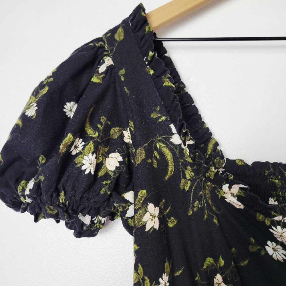 NWT Anthropologie Dress Floral Midi Linen Size Medium - Picture 7 of 14